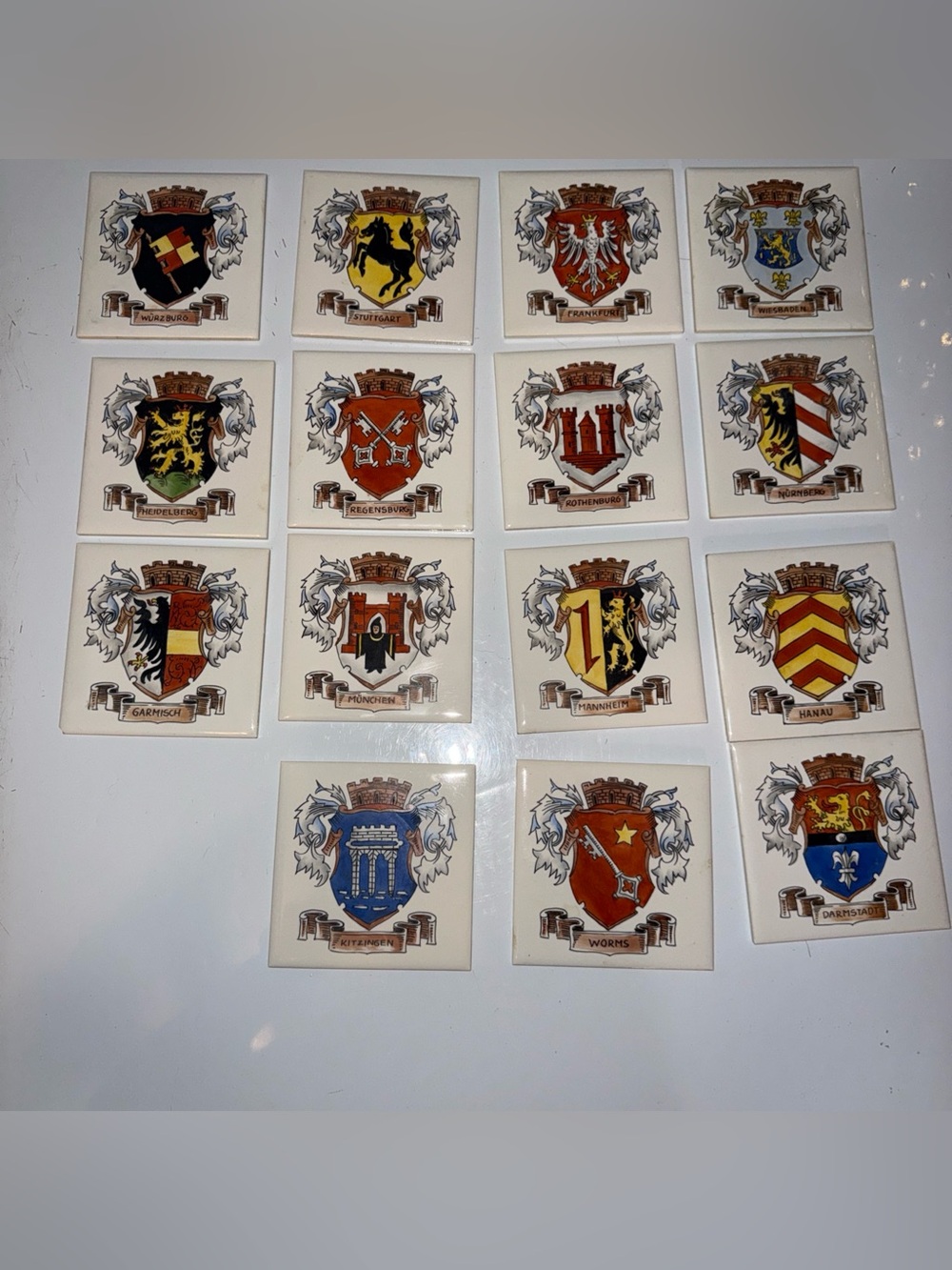 Danischburg Coat Of Arms Made In Germany Lot Of 15 Ceramic 4.5” Square Tiles V&B